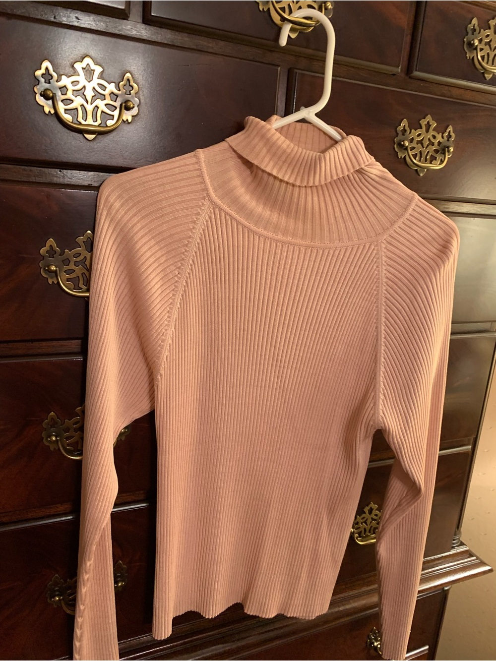 Ann Taylor Blush Ribbed Turtleneck Sweater